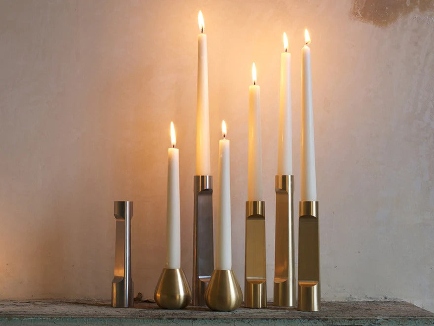 contemporary lighting with gold candle holders