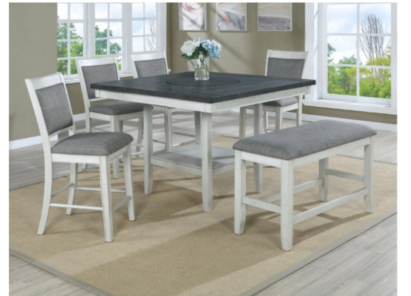 Fultan Chalk Grey Counter Height Extendable Dining Room Set