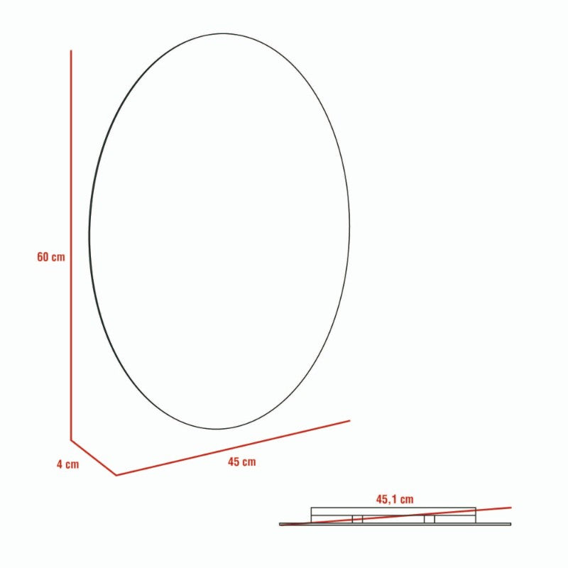 Napoli - Espejo Sencillo Ovalado / Medidas 45X60X4