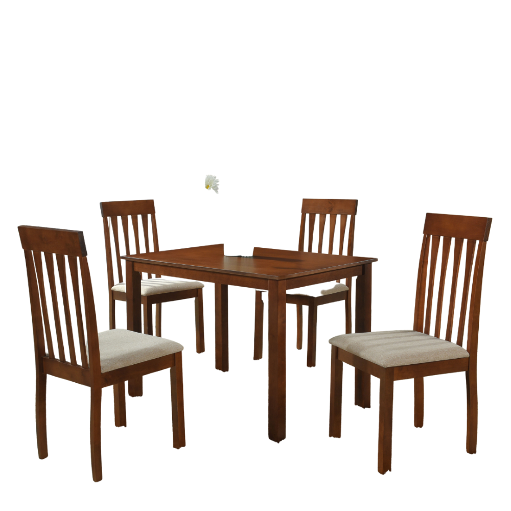 Juego de Comedor, Qatar, M1050, Marrón Rústico con mesa y cuatro silla