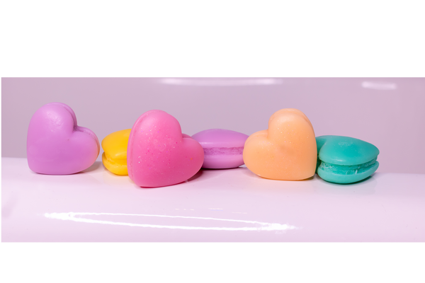 Macaroon inspired heart shaped soaps