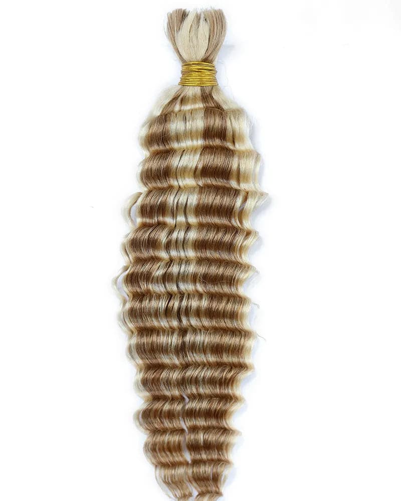 Bulk Human Hair For Braiding Hair Deep Wave Piano Color P2/30 Color Boho Human  Braiding Hair For Micro Braids No Weft Braids Hair Extension Wet And Wavy  (4pcs/Pack,Total 100g)