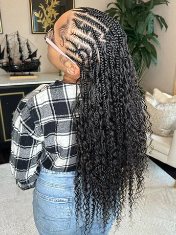 Bohemian Knotless Braids with Curls