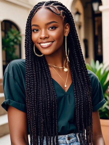 Boho Knotless Braids with Twists