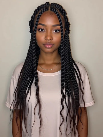 Box Braids with Loose Waves