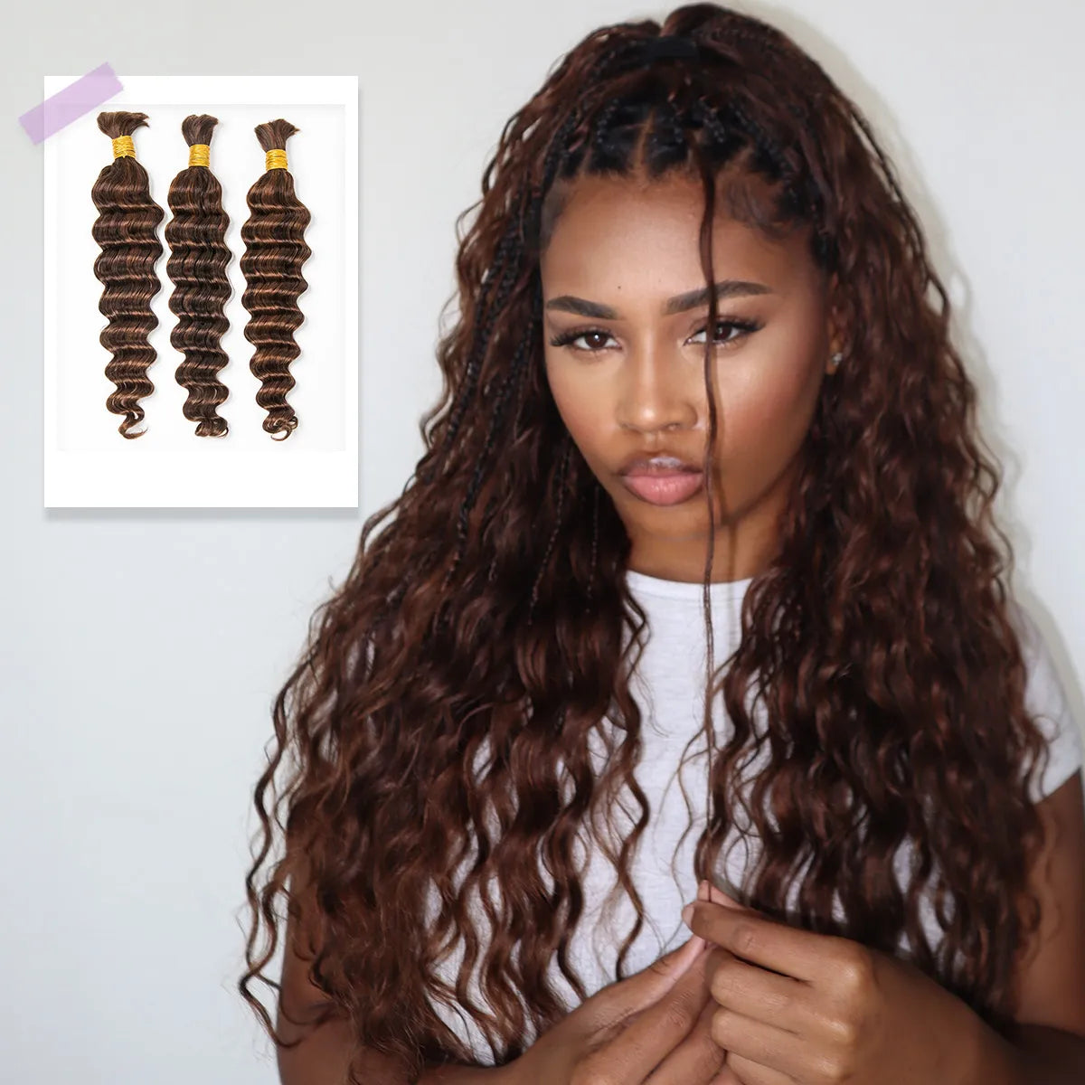 Product image for #4/#30 Mix Color Blend Loose Deep Wave Bulk Human Braiding Hair