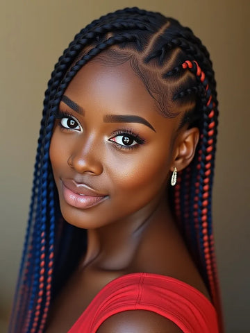 Cornrows with a Pop of Color
