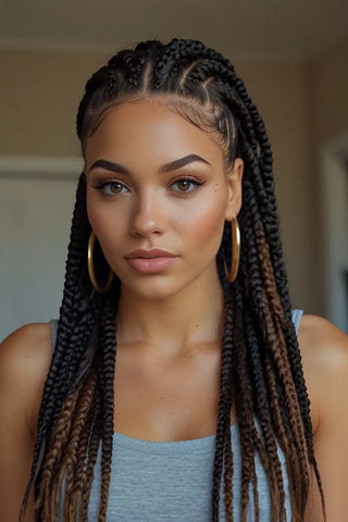 Half-Up, Half-Down Cornrows