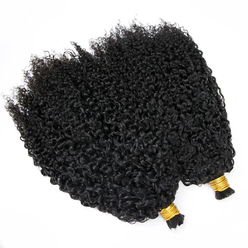 Multi Textured Kinky Curly Bulk Human Hair Extensions for Boho Braids Ywigs