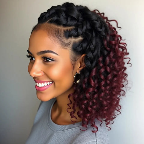 Side-Swept Goddess Braids with Curly Ends