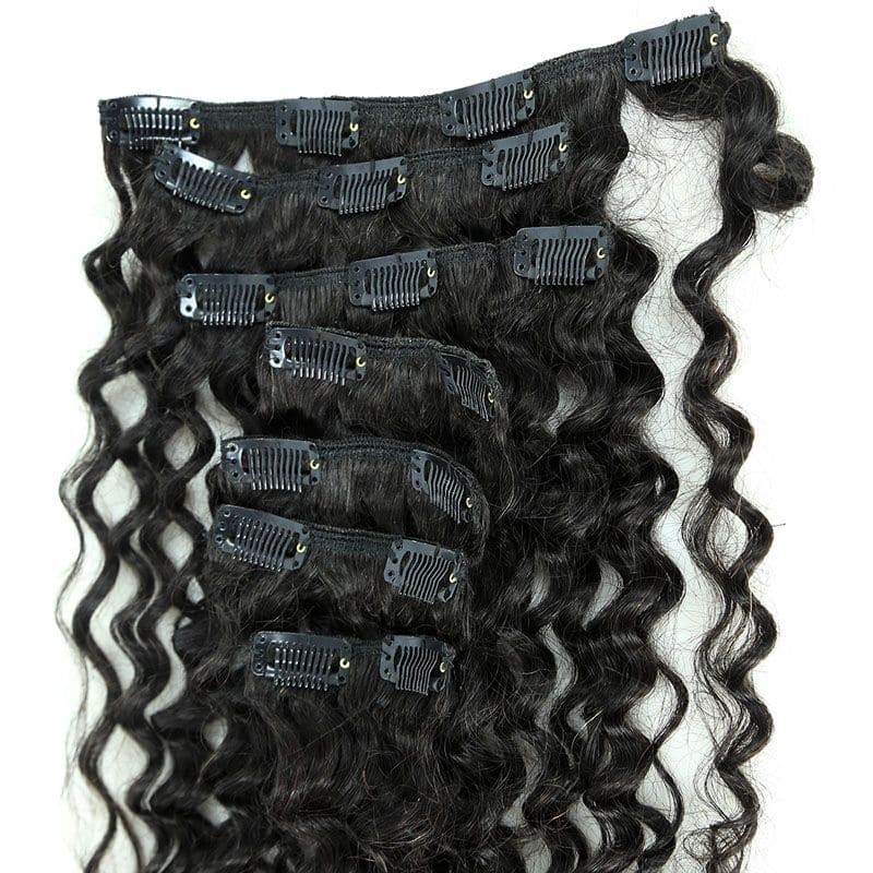 Clip In Afro Deep Wave Human Hair Extensions 1