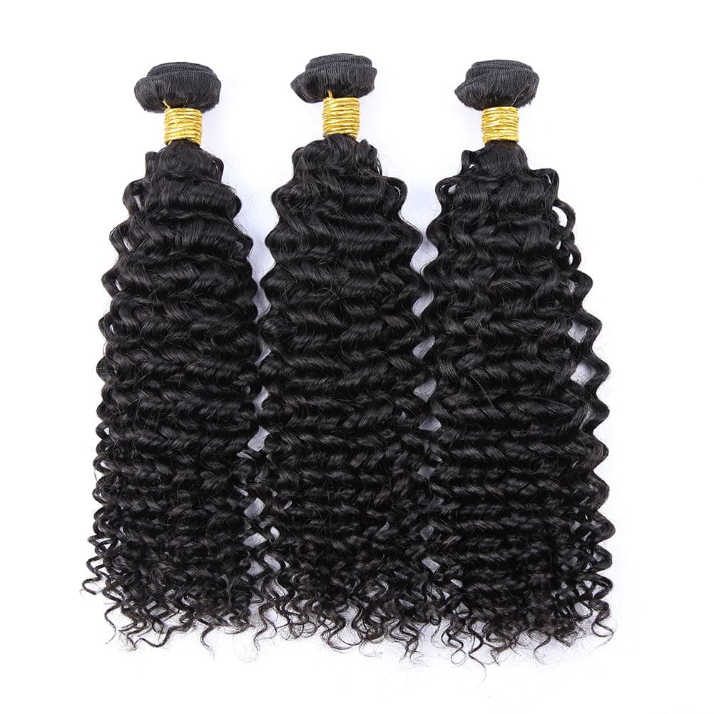 Deep Curly Human Hair Bundles Natural Color