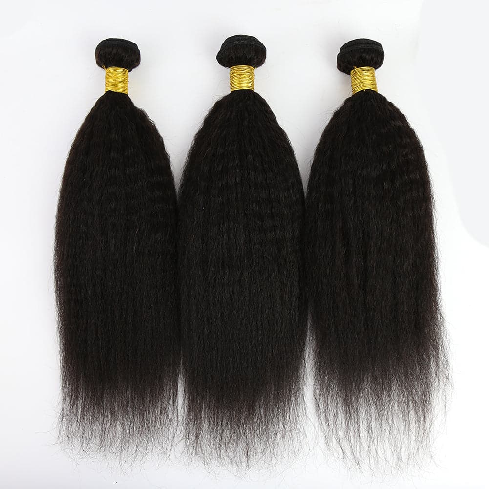 Kinky Straight Human Hair Bundles Natural Color