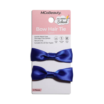 Mcobeauty All About School Bow Tie Satin Hair Ribbon White 2 Pack