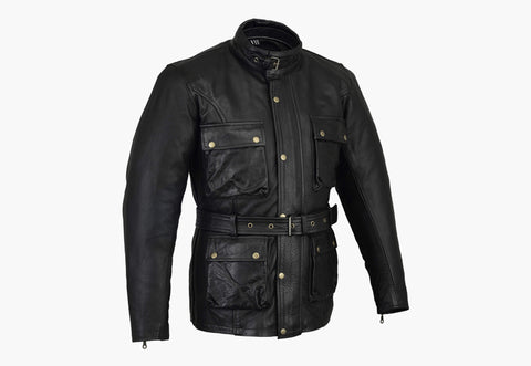 BGA Brando Patrol Style Classic Leather Motorcycle Jacket – Bikers