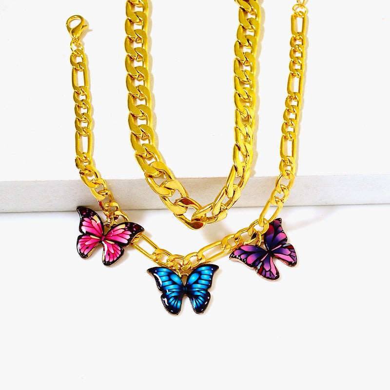 Download Fashion retro dripping butterfly double layer anklet ...