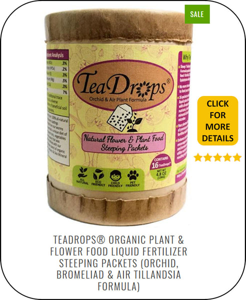Feed Your Orchids, Bromeliads & Tillandsias (Air Plants) With Our TeaDrops 100% All Natural Liquid Organic Plant Food Steeping Packets