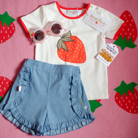 Strawberry Jam Kids, Strawberry Ringer Toddler T-Shirt, Ruffle Shorts, Baby Fashion, Toddler Girl Clothes, Retro