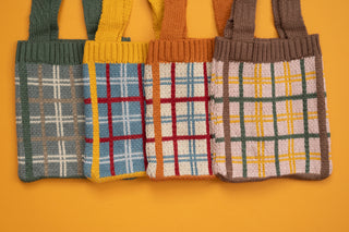 Plaid Knit Kids Shoulder Bags