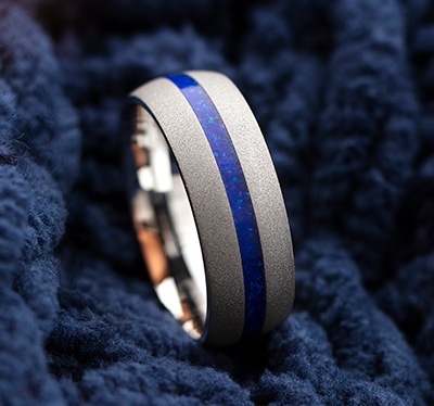 cobalt chrome mosaic lapis stone blue mens wedding ring colorful and handmade rings image 5