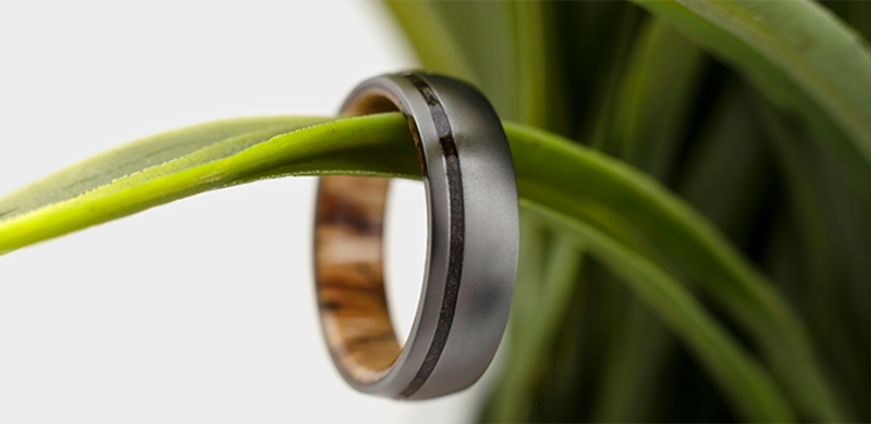 tantalum black dinosaur bone wedding ring with sustainable hardwood wedding ring for men rings image 6