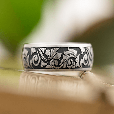 Wedding rings with patterns for men with taste 