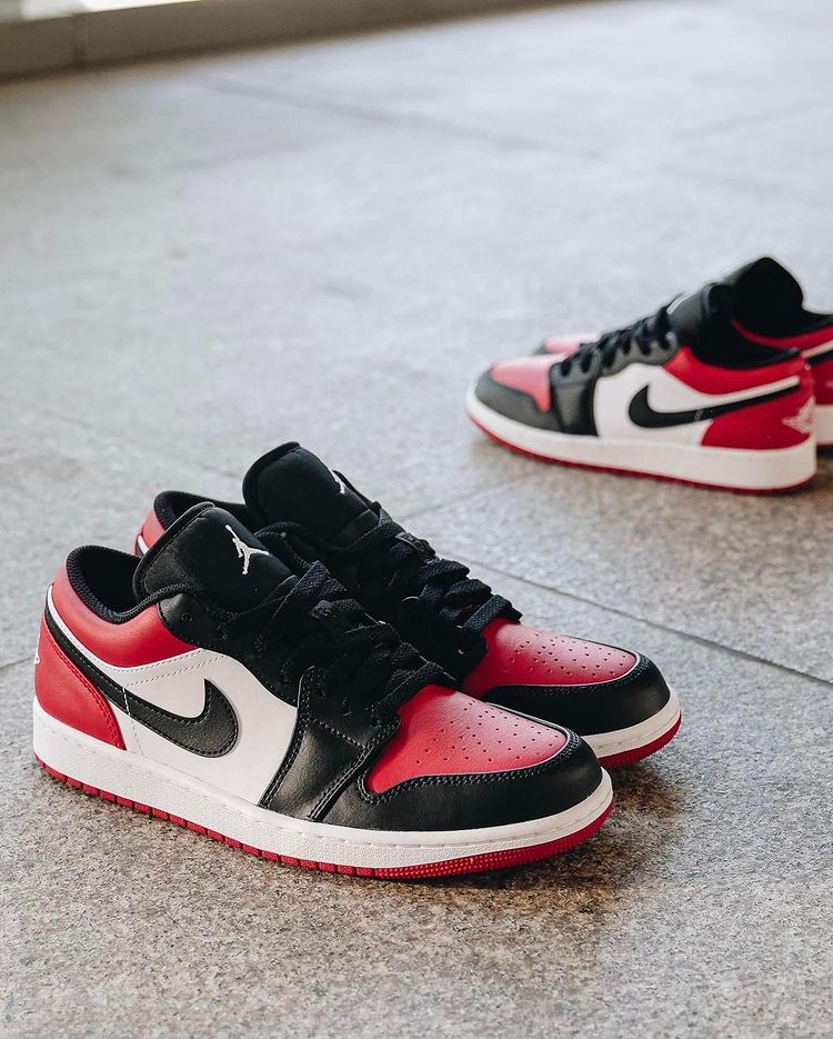 Nike Air Jordan 1 Low Bred Toe Sneakers Shoes