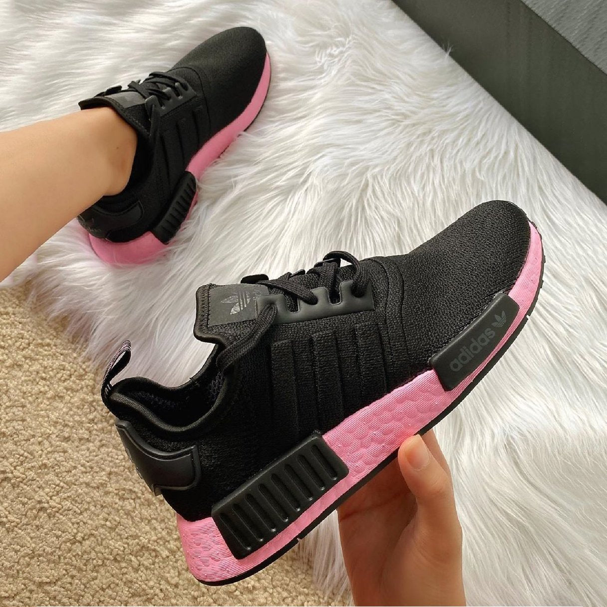 Adidas NMD R1 Black True Pink Sneakers Shoes