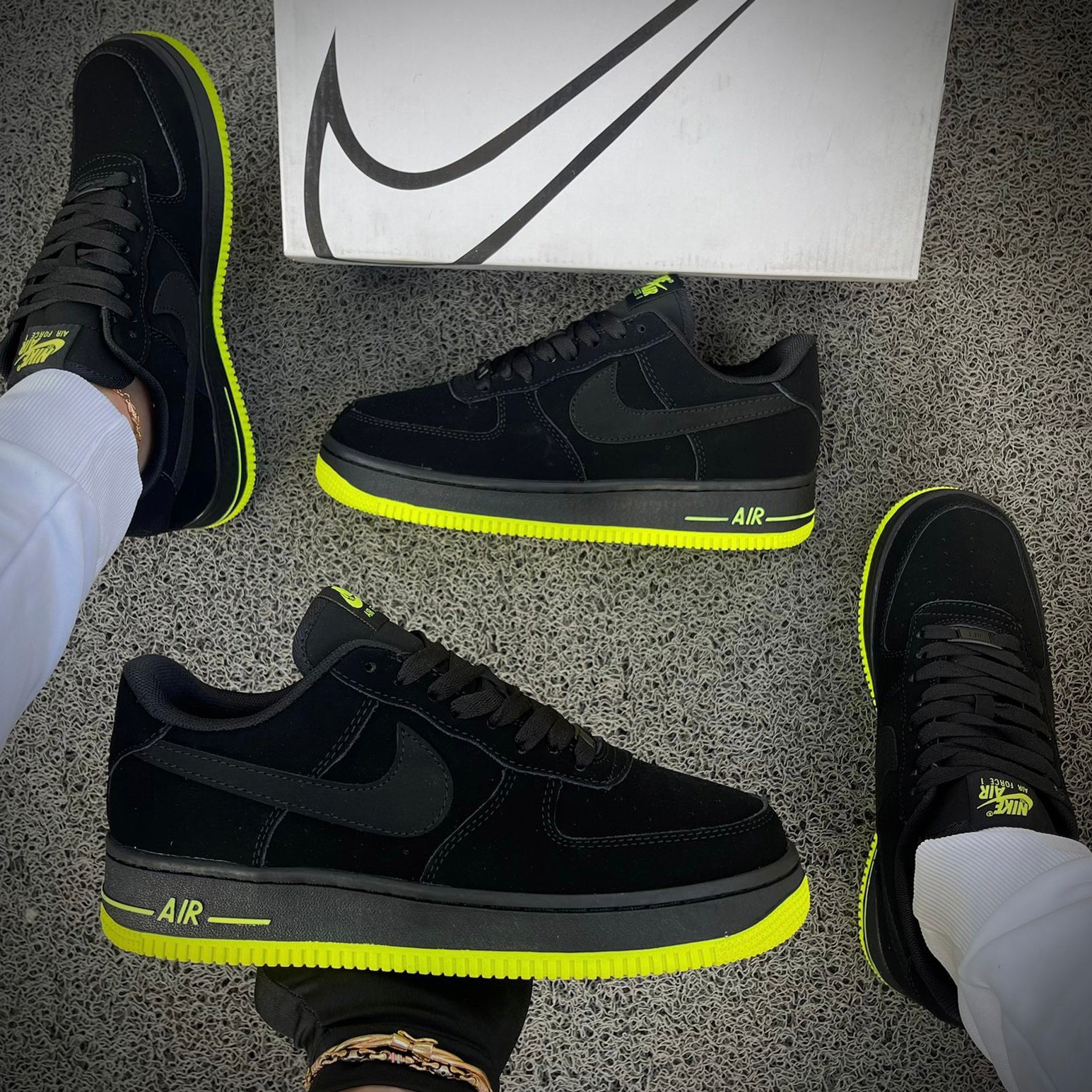 Nike Air Force 1 Low Black Yellow Sneakers Shoes