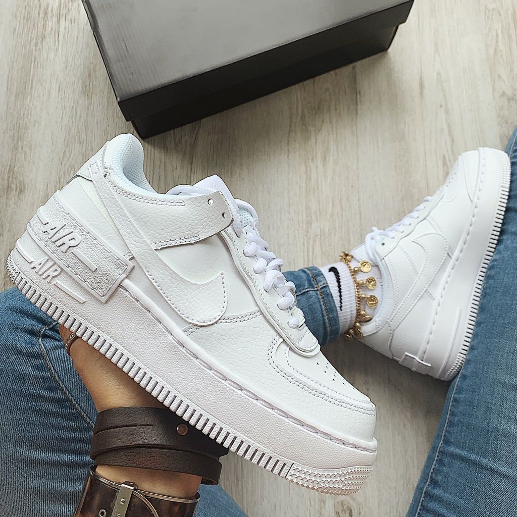 Nike Air Force 1 Shadow Triple White Sneakers Shoes