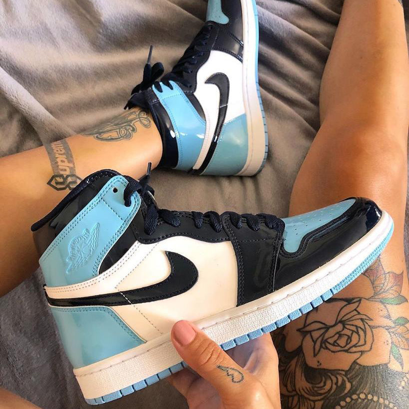 Nike Air Jordan 1 Retro UNC Patent Sneakers Shoes