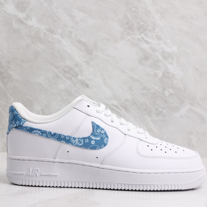 Nike Air Force 1 Low White Worn Blue Paisley Sneakers Shoes