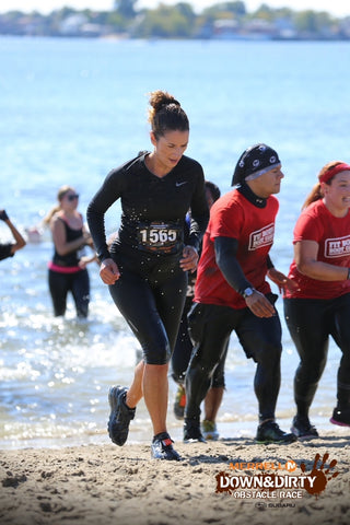 Women running on the beach