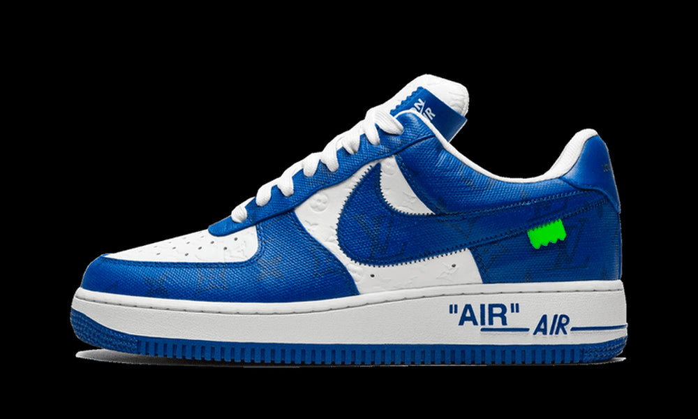 New 2022 Louis Vuitton Virgil Abloh Air Force 1 Flash Sneakers Blue USA 8  Shoes