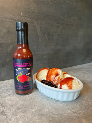 Dessert Hot Sauce made by Down To Ferment - San Diego hot sauce. Made with Luxardo Cherry