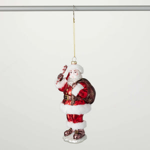 Candy Cane Santa Ornament - Cotton & Crete