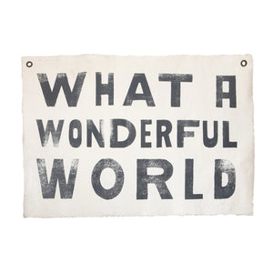 What A Wonderful World Hand Painted Wall Hanging - Cotton & Crete
