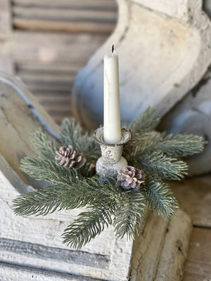 Frasier Fir Taper Candle Ring - Cotton & Crete