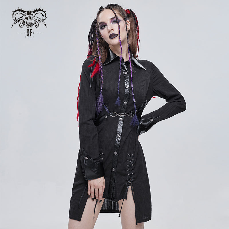 SHT080 Long punk blouse with fake girdle – Devil Fashion Official