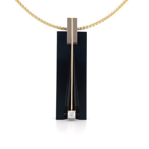 Black Jade and emerald cut diamond pendant