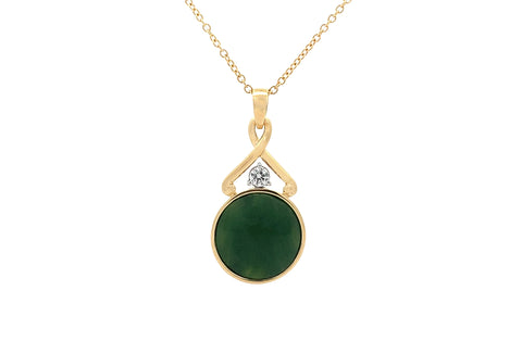 Neoma-Pounamu and Diamond Yellow Gold Pendant