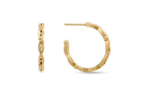 Marena Diamond Set Yellow Gold Hoop Earrings