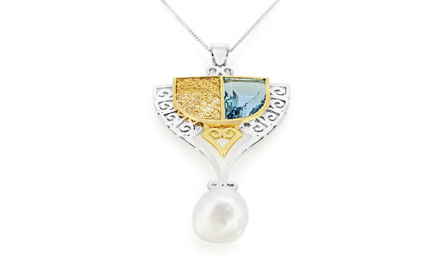 Modern Art Nouveau Aquamarine Pearl Jewellery | The Village Goldsmith