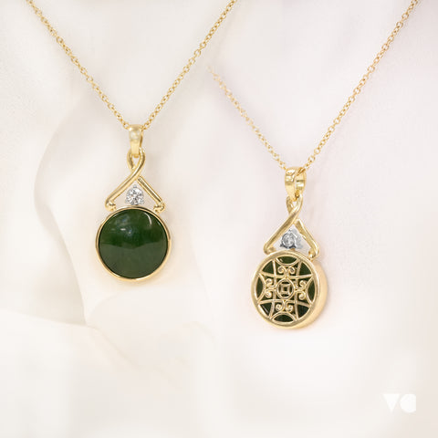 Pounamu and Diamond Drop Pendant by The Village Goldsmith