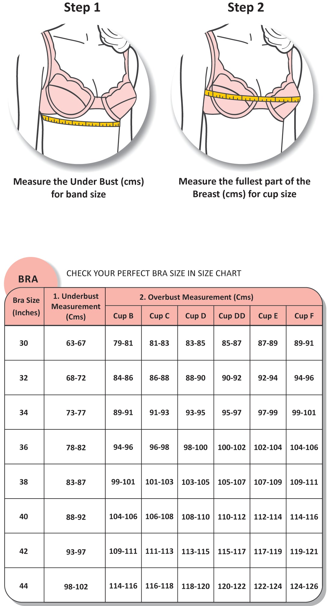 size chart for bra – SOIE Woman