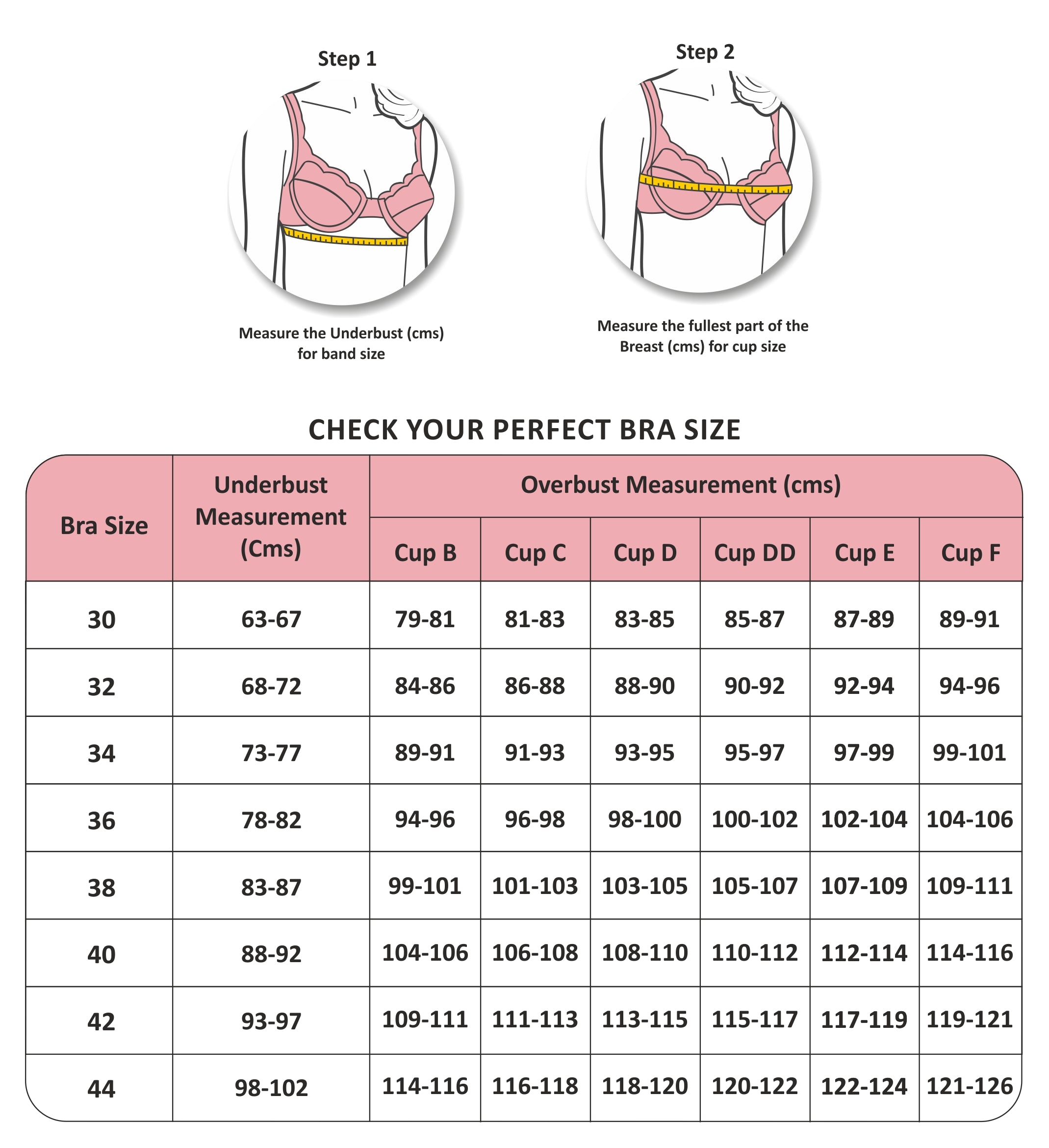 size chart for bra – SOIE Woman