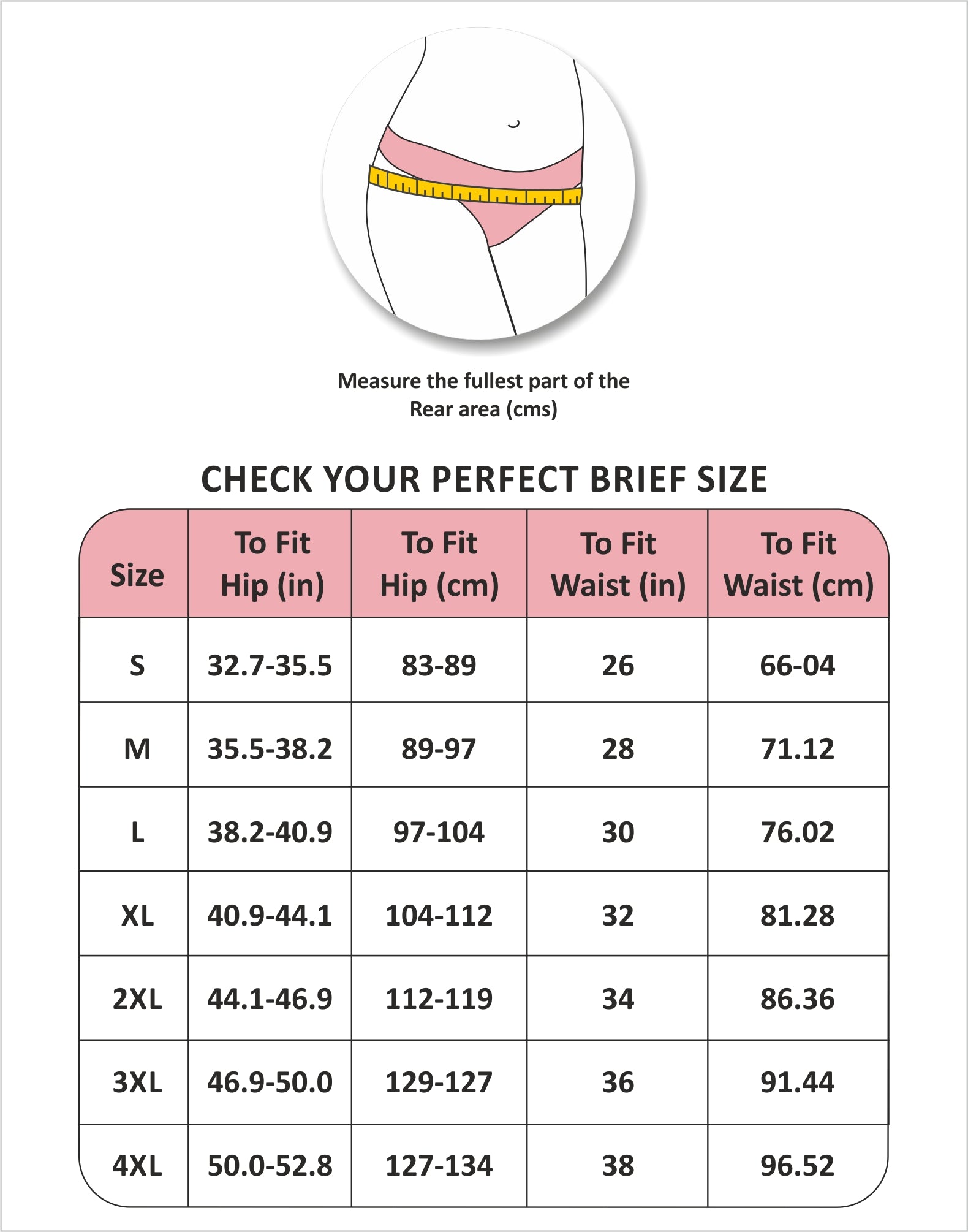 Size chart for panties – SOIE Woman