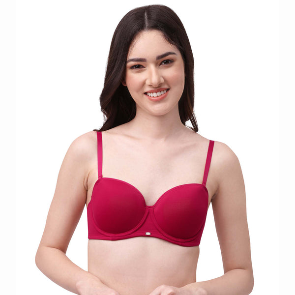 Medium Coverage Padded Underwired Multiway Transparent Back Bra FB-541 –  SOIE Woman