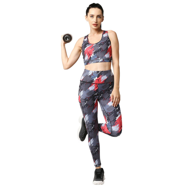 Set of Medium Impact Racerback Sports Bra and High Waist Ankle