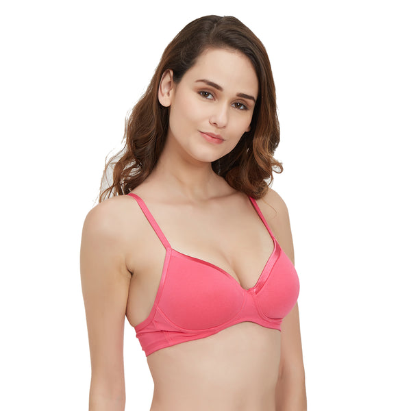 Semi/Medium Coverage Padded Non-Wired T-shirt Bra with Detachable  Straps-CB-125